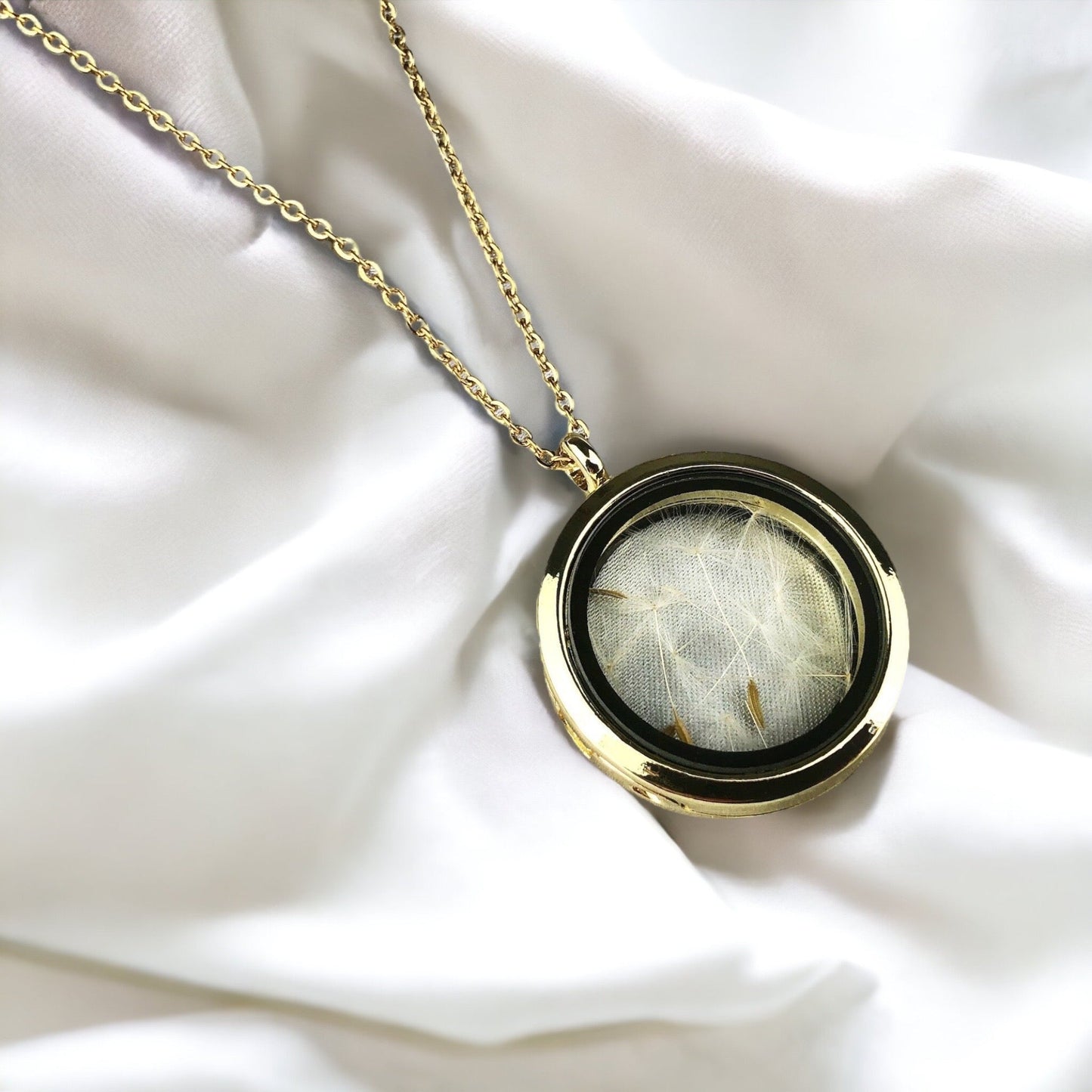 Pustflumen Seeds Glass Medallion Chain - Gold Gilded Terrarium…