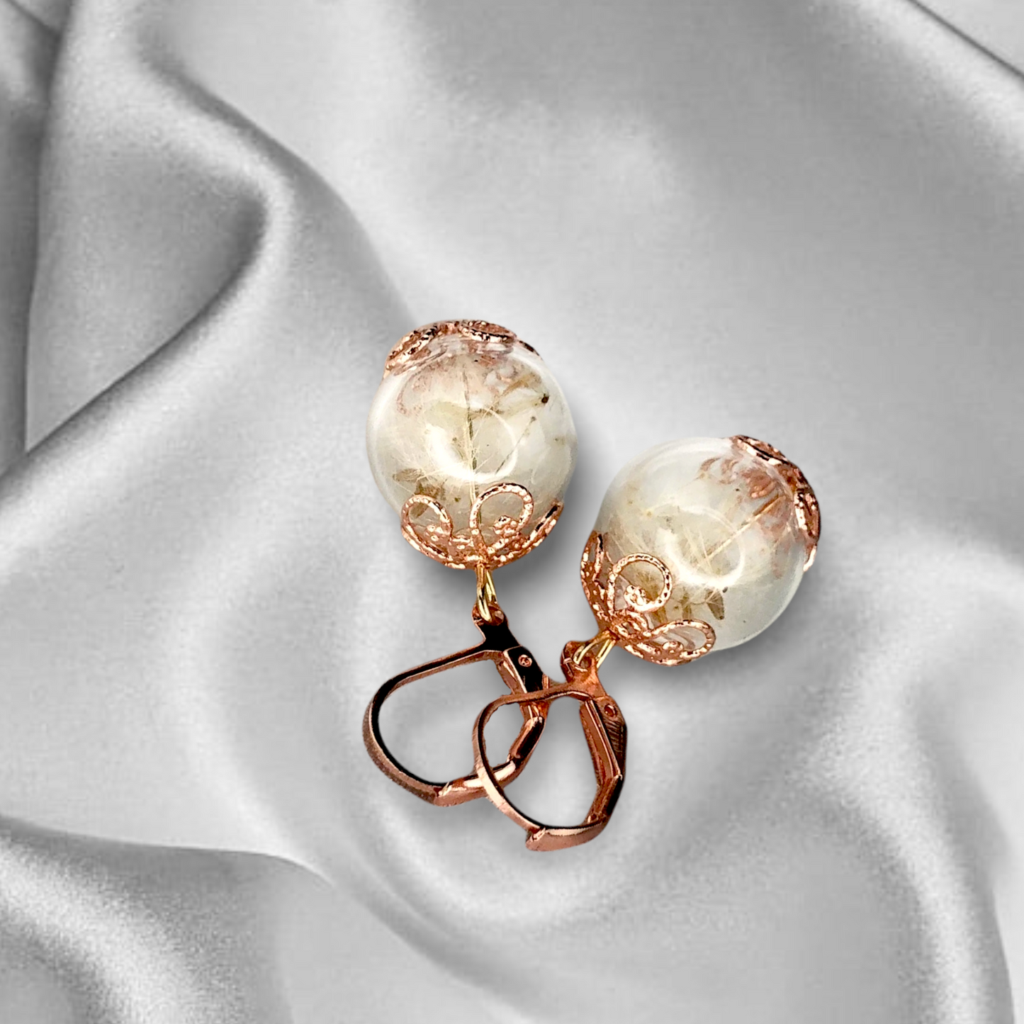 Rosegold Gold Plated Real Dandelion Earrings - Nature Jewelry — 68