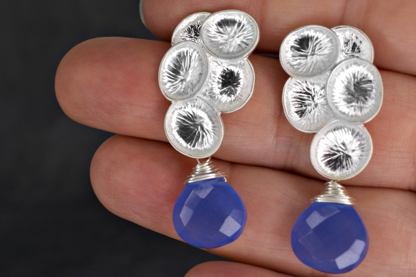 raindrops — Gemstone earrings with chalcedon — 23