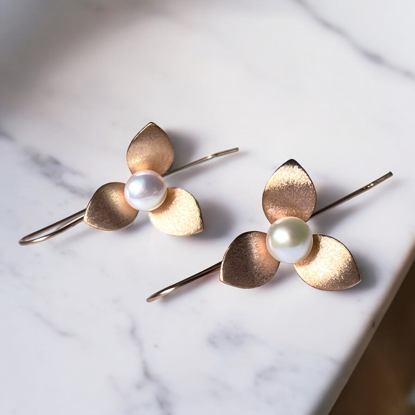 Orchid Earrings made of 925 Sterling Silver – Matte, with Pearl and…