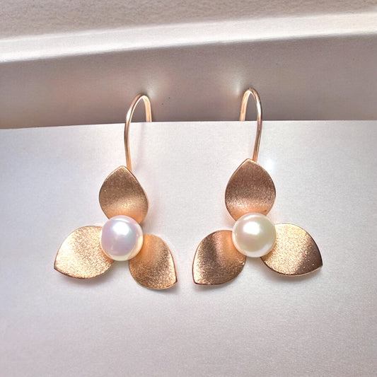 Orchid Earrings made of 925 Sterling Silver – Matte, with Pearl and…