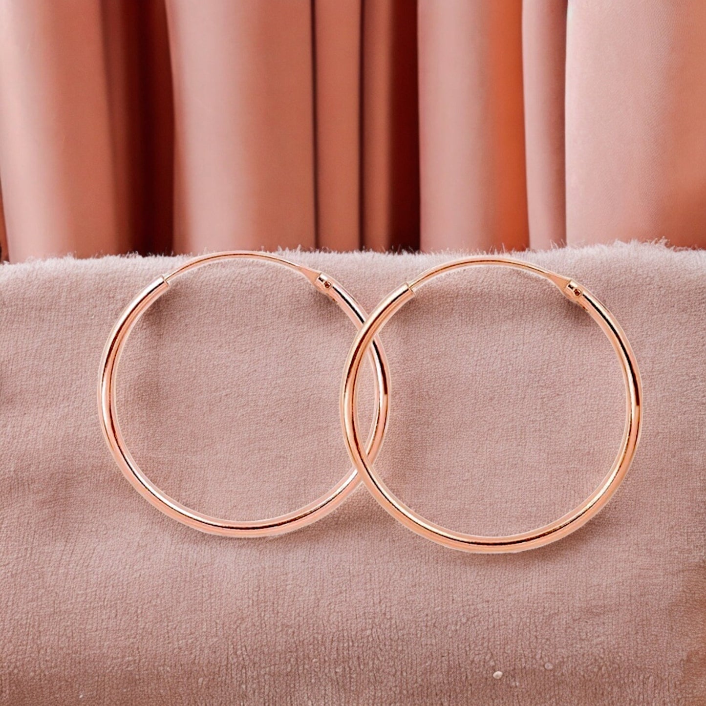 Classic 25 mm Hoop Earrings in 925 Sterling Silver - 18K Rose Gold…