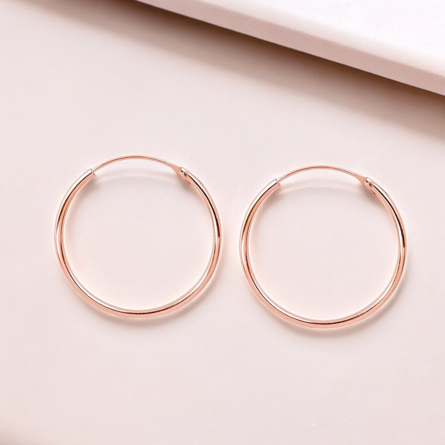 Classic 25 mm Hoop Earrings in 925 Sterling Silver - 18K Rose Gold…