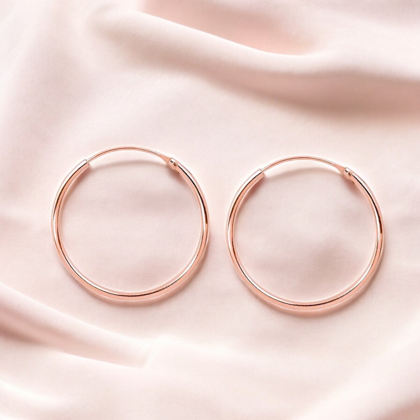 Classic 25 mm Hoop Earrings in 925 Sterling Silver - 18K Rose Gold…