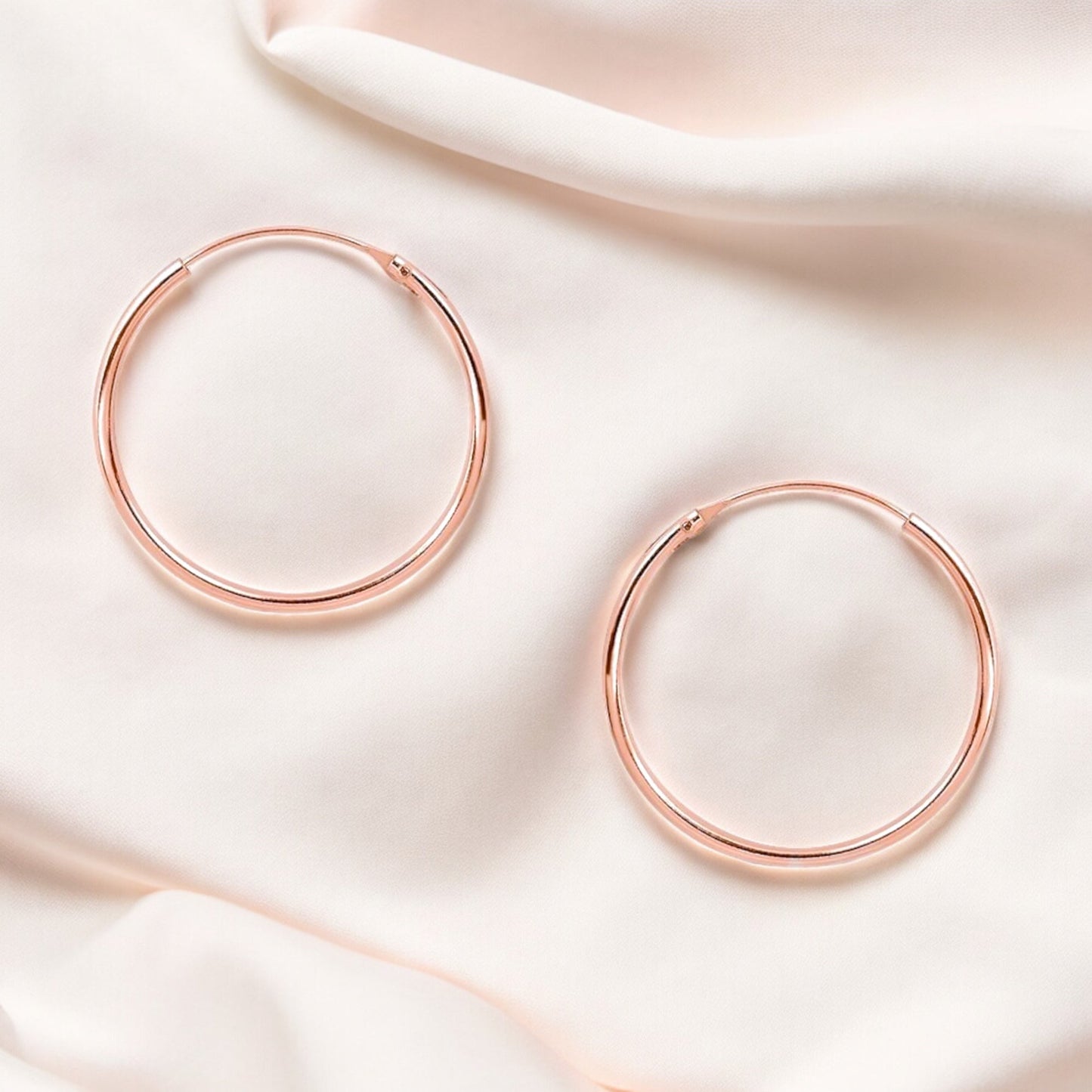Classic 25 mm Hoop Earrings in 925 Sterling Silver - 18K Rose Gold…