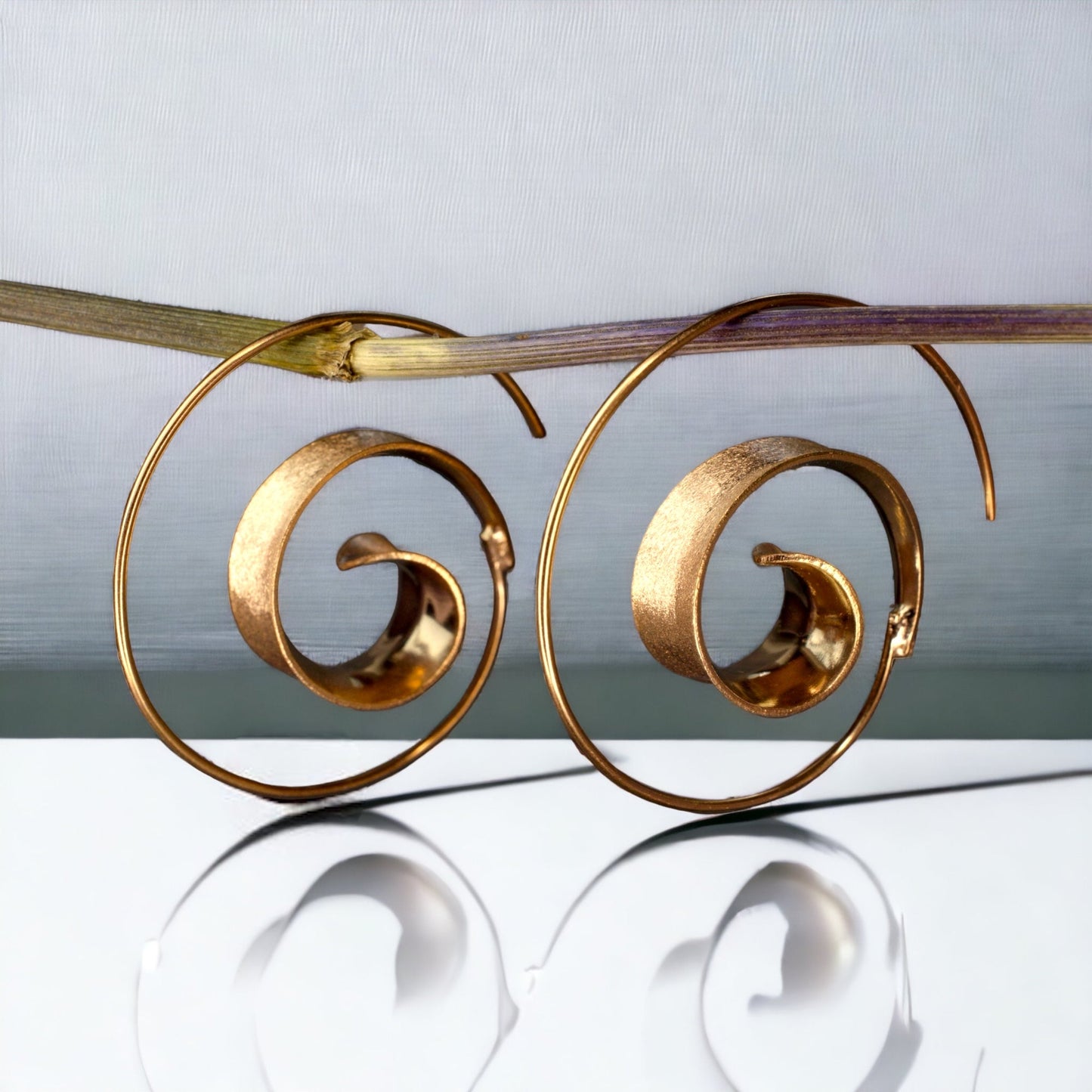 925 Sterling Silver Rose Gold-Plated Spiral Earrings BRUNEI II - OHR925-19