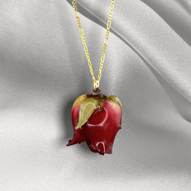 Real Red Rose — 925 Sterling Silver Gilded Chain