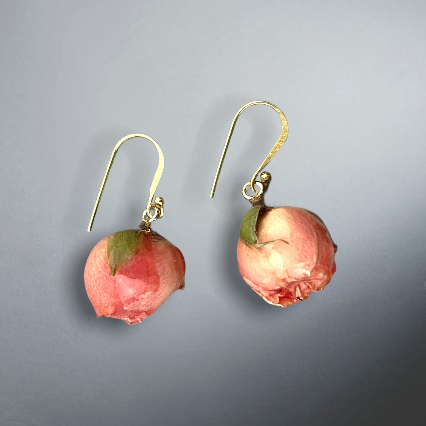 Elegant genuine roses earrings - 925 sterling gilded earrings