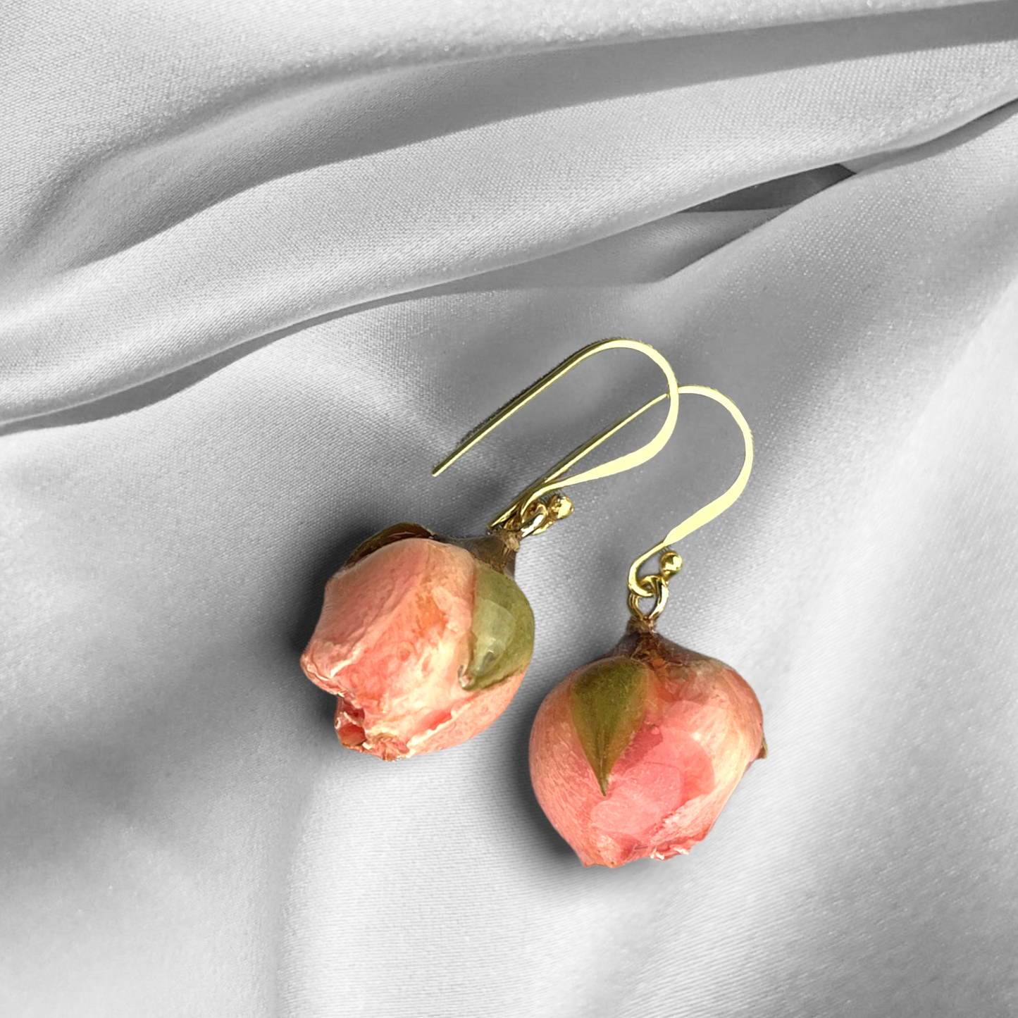 Elegant genuine roses earrings - 925 sterling gilded earrings