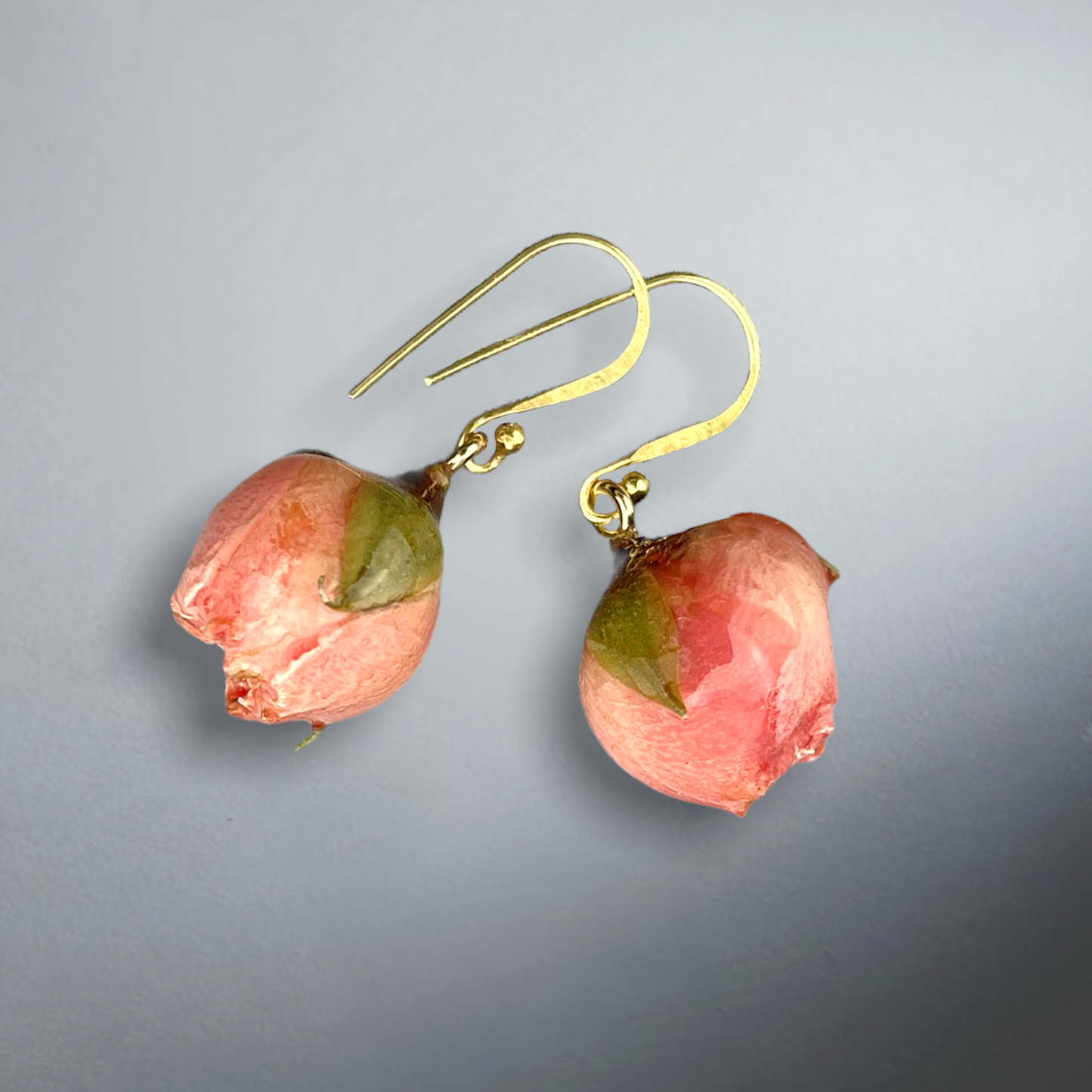 Elegant genuine roses earrings - 925 sterling gilded earrings