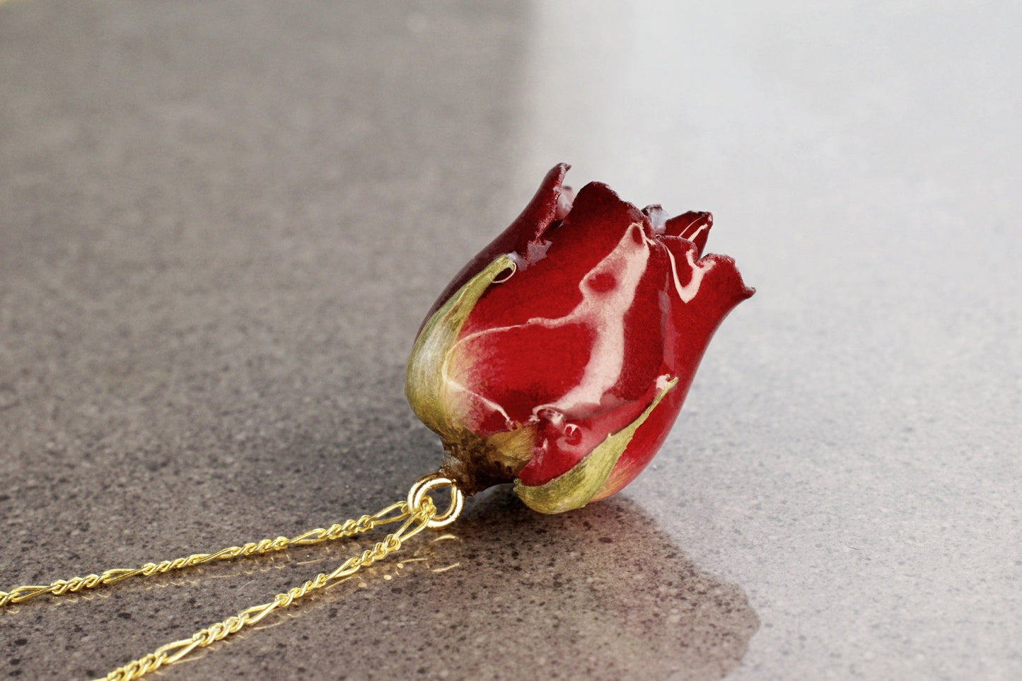 Real Red Rose — 925 Sterling Silver Gilded Chain