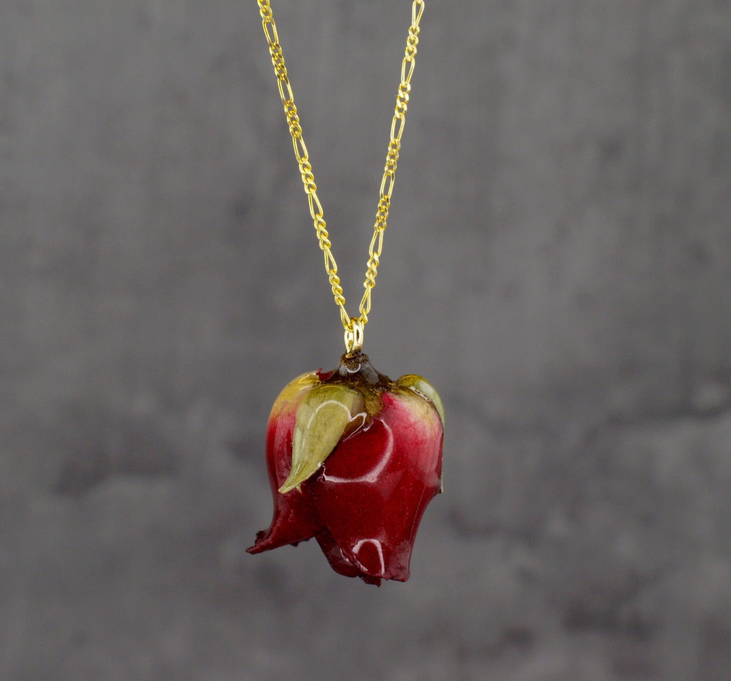 Real Red Rose — 925 Sterling Silver Gilded Chain