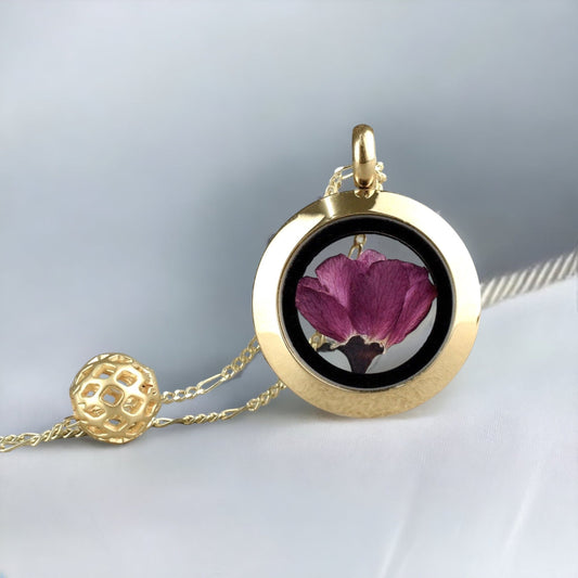Real Japanese sakura - Sakura medallion - 925 sterling gold plated