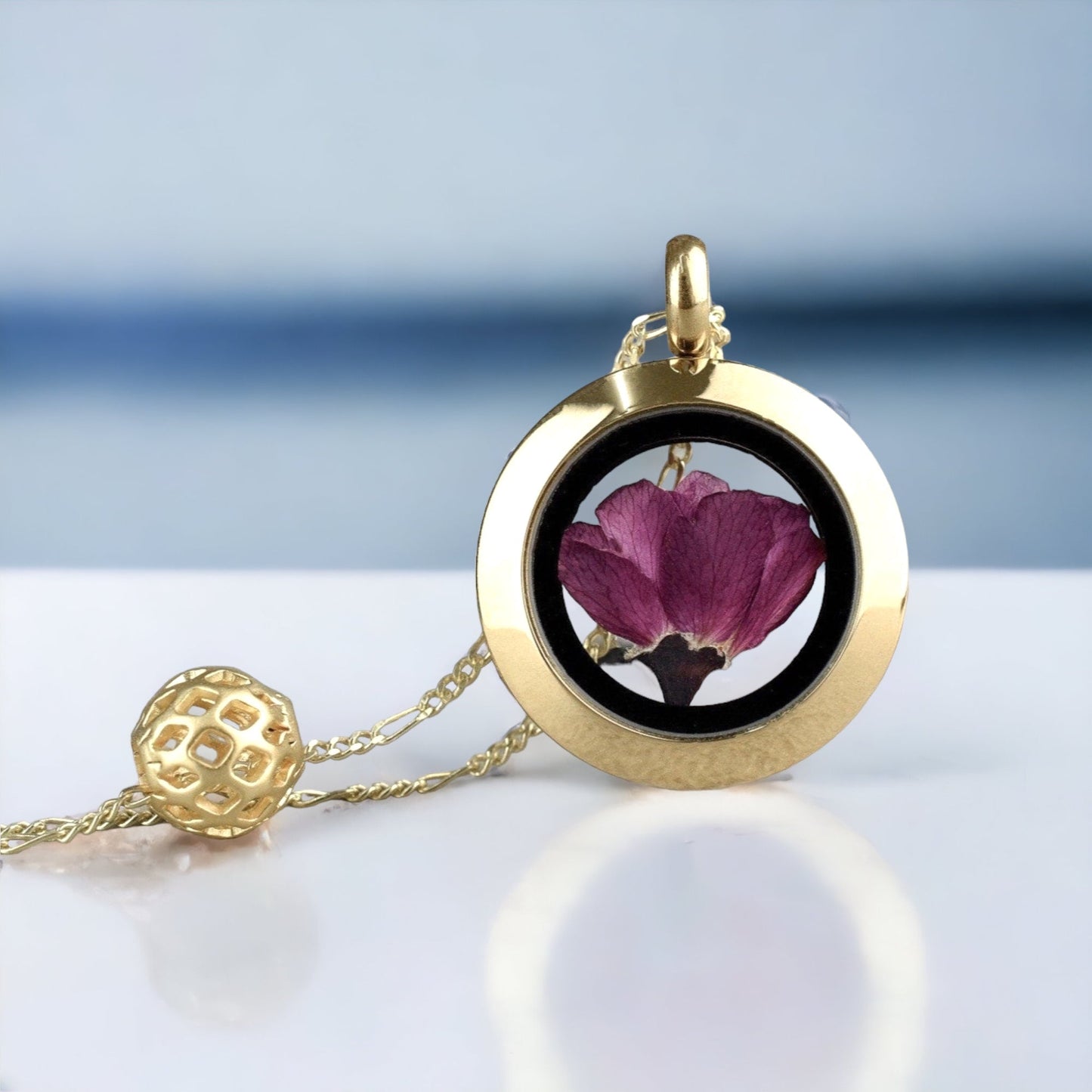 Real Japanese sakura - Sakura medallion - 925 sterling gold plated