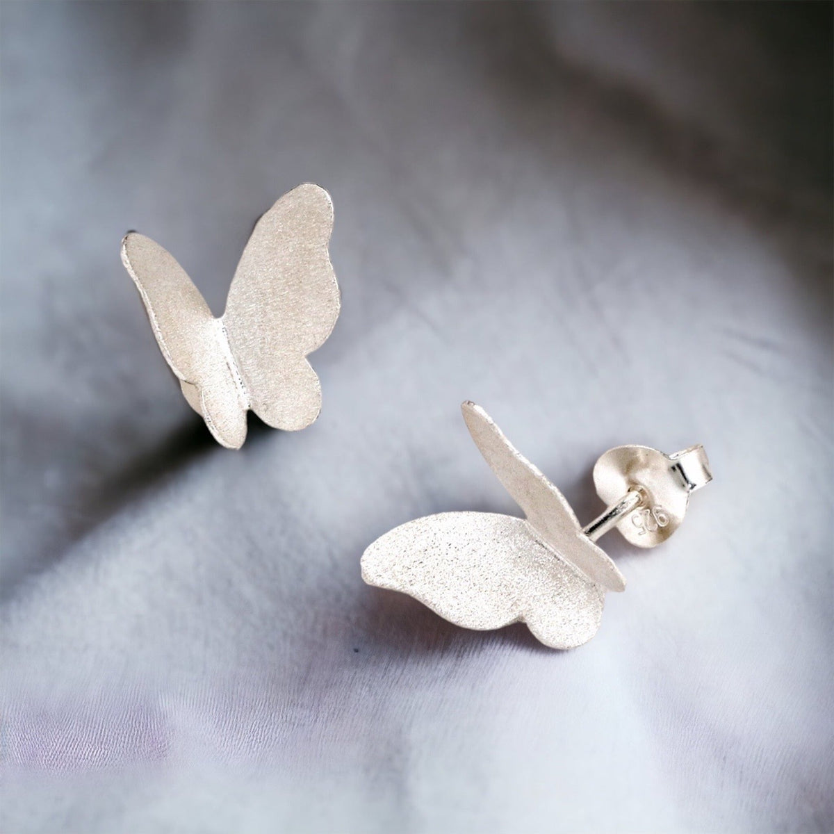 Mini Butterfly Stud Earrings - Minimalist 925 Sterling Silver Earrings - OHR925-73
