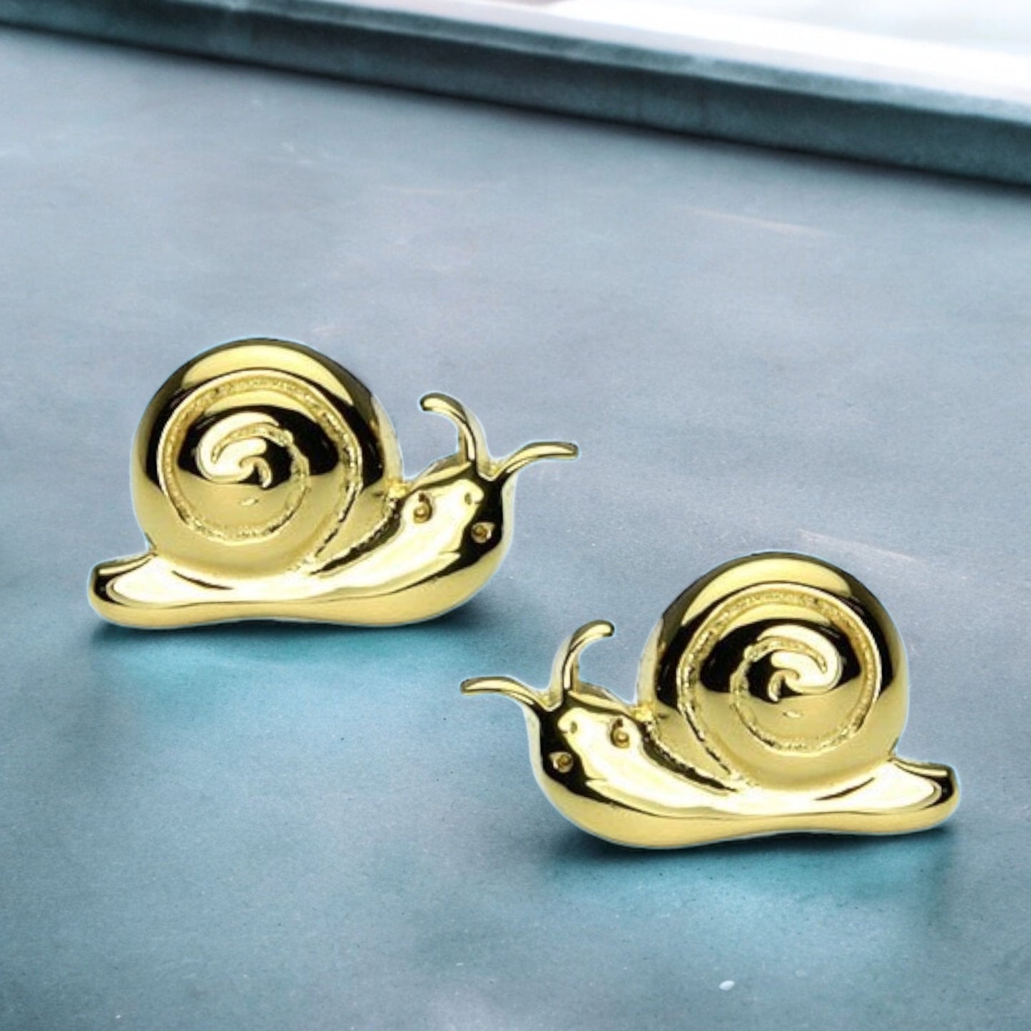 Polished Snail Stud Earrings in 925 Sterling Silver - 18K Flash Gold…