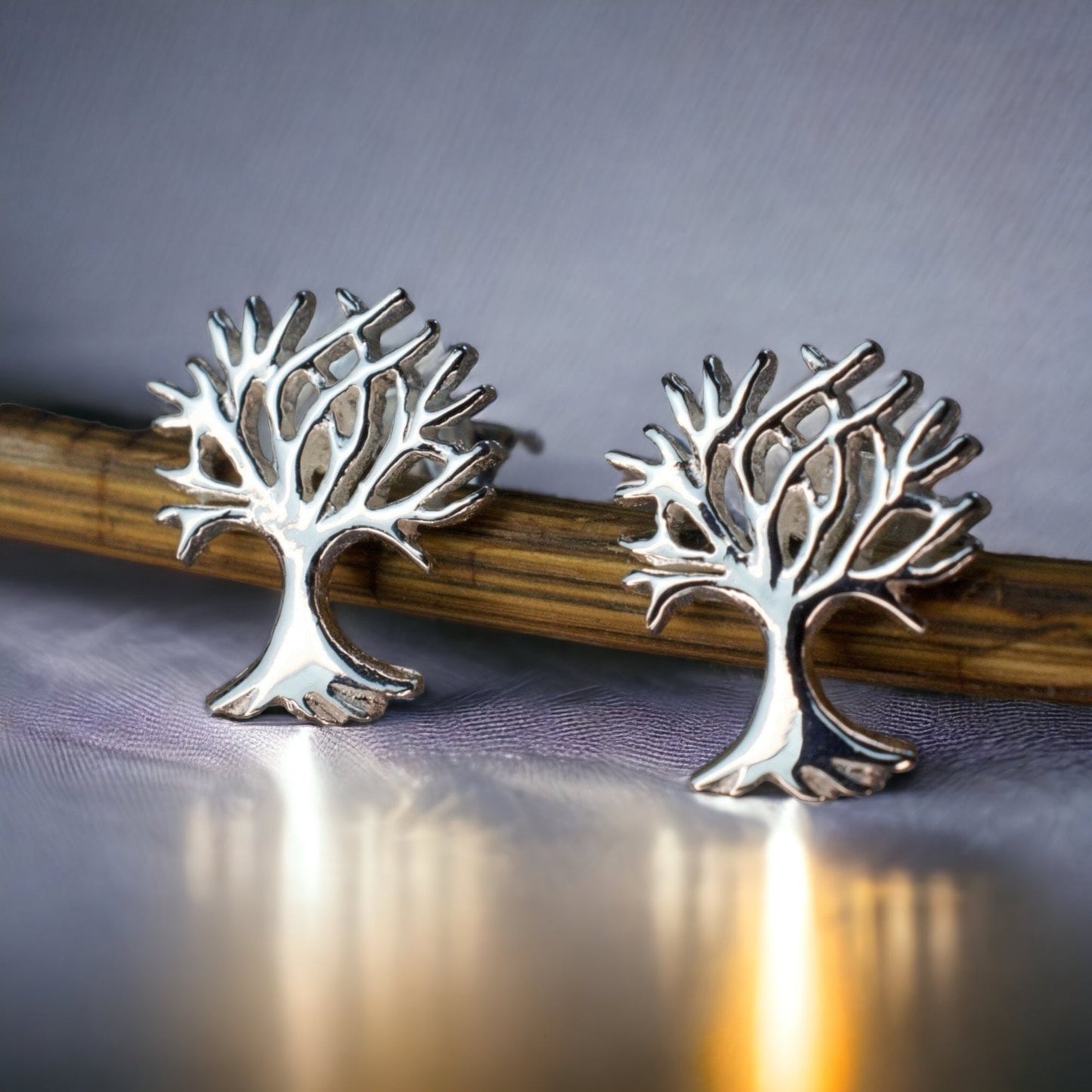 Living Tree Mini Stud Earrings - 925 Sterling Silver Minimalist…