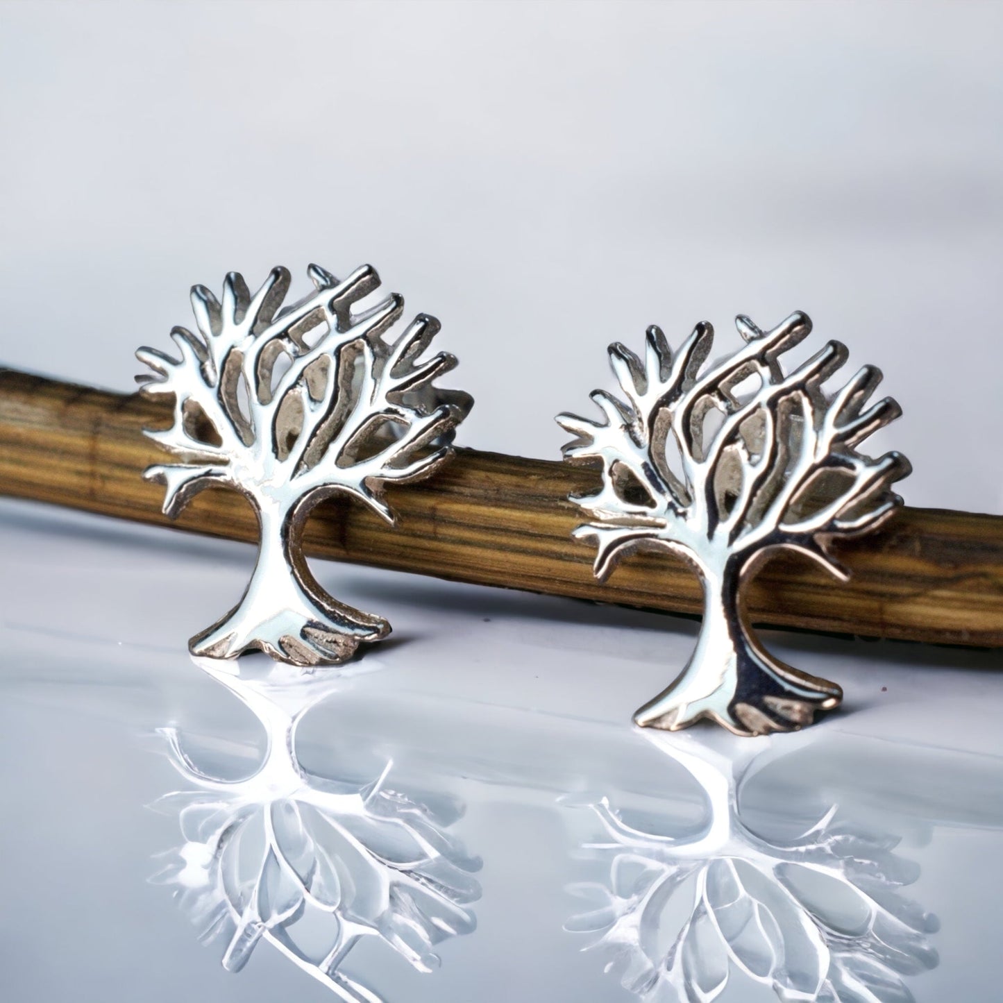 Living Tree Mini Stud Earrings - 925 Sterling Silver Minimalist…