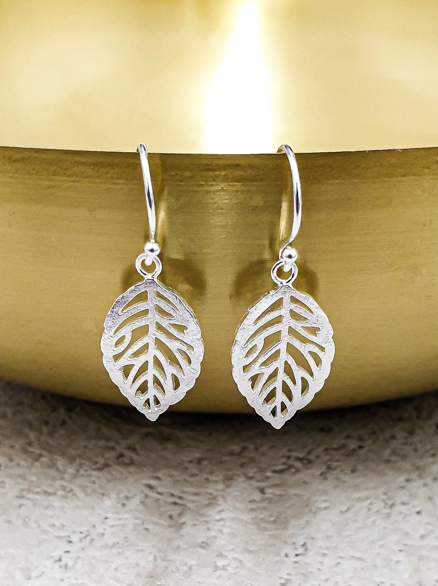 silver leaves — 925 sterling earrings