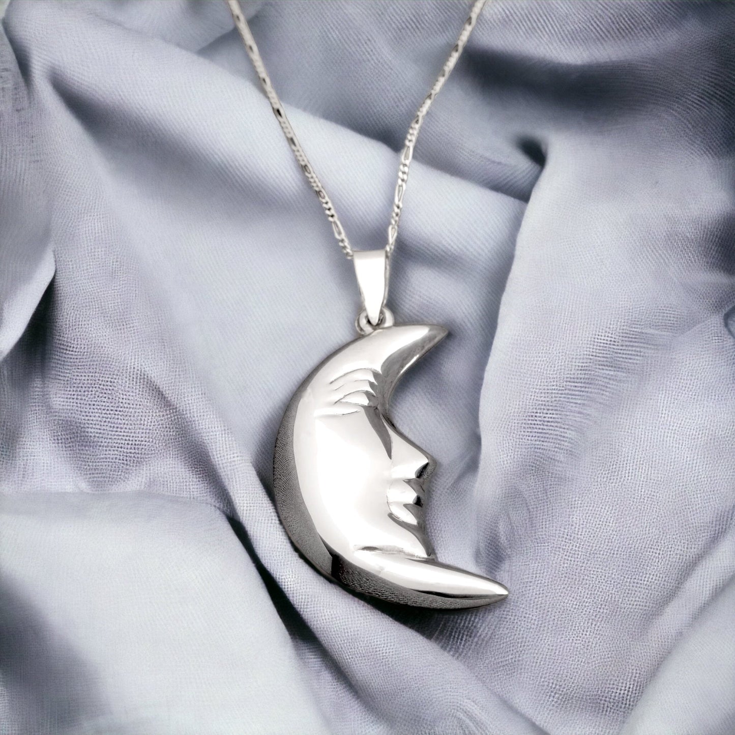 925 Crescent Moon Sterling Silver Necklace