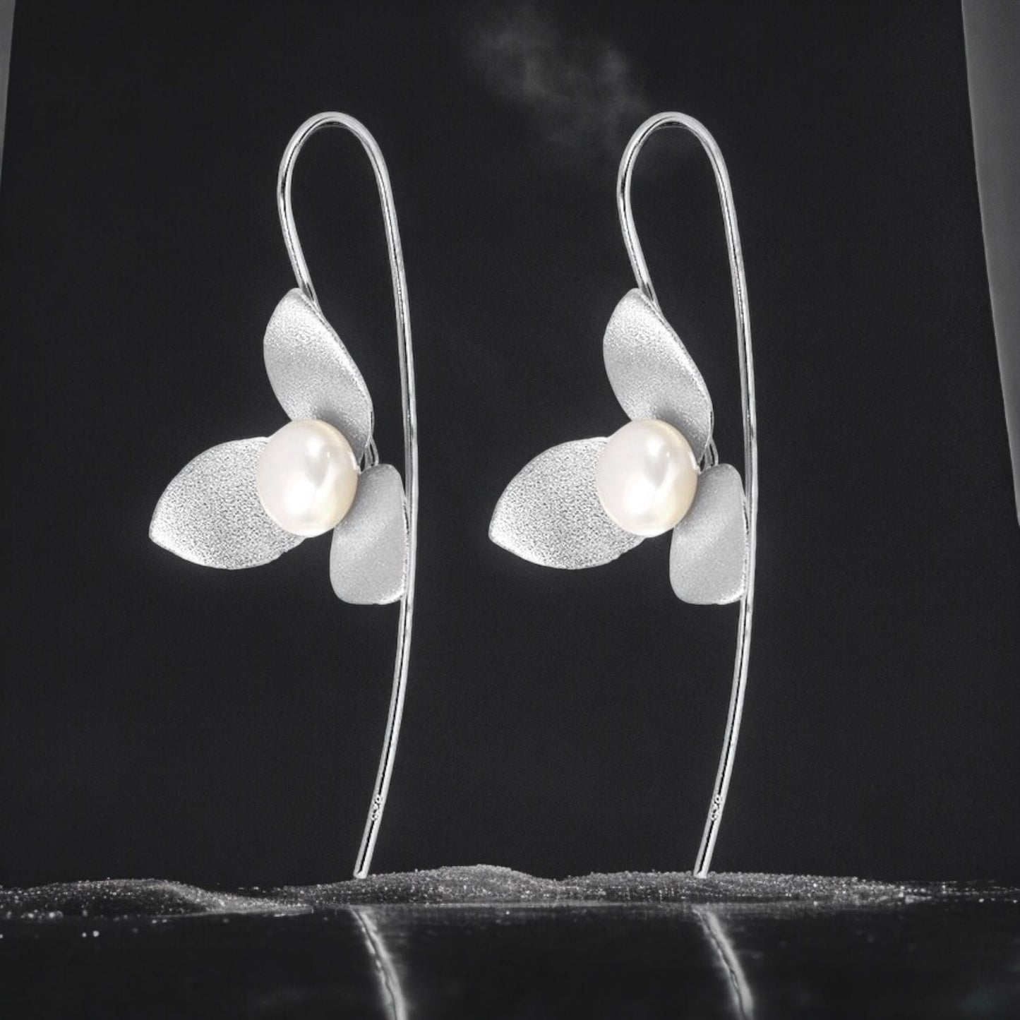 925 Sterling Silver Orchid Pearl Earrings