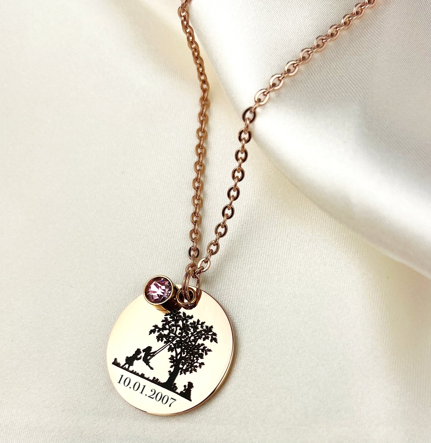 Personalizable Vintage SILHOUETTE Necklace with engraving (rose…