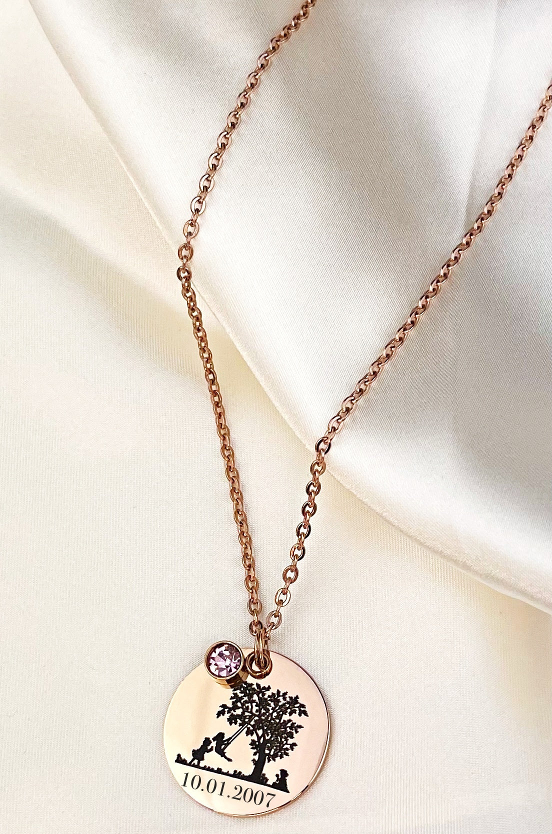 Personalizable Vintage SILHOUETTE Necklace with engraving (rose…