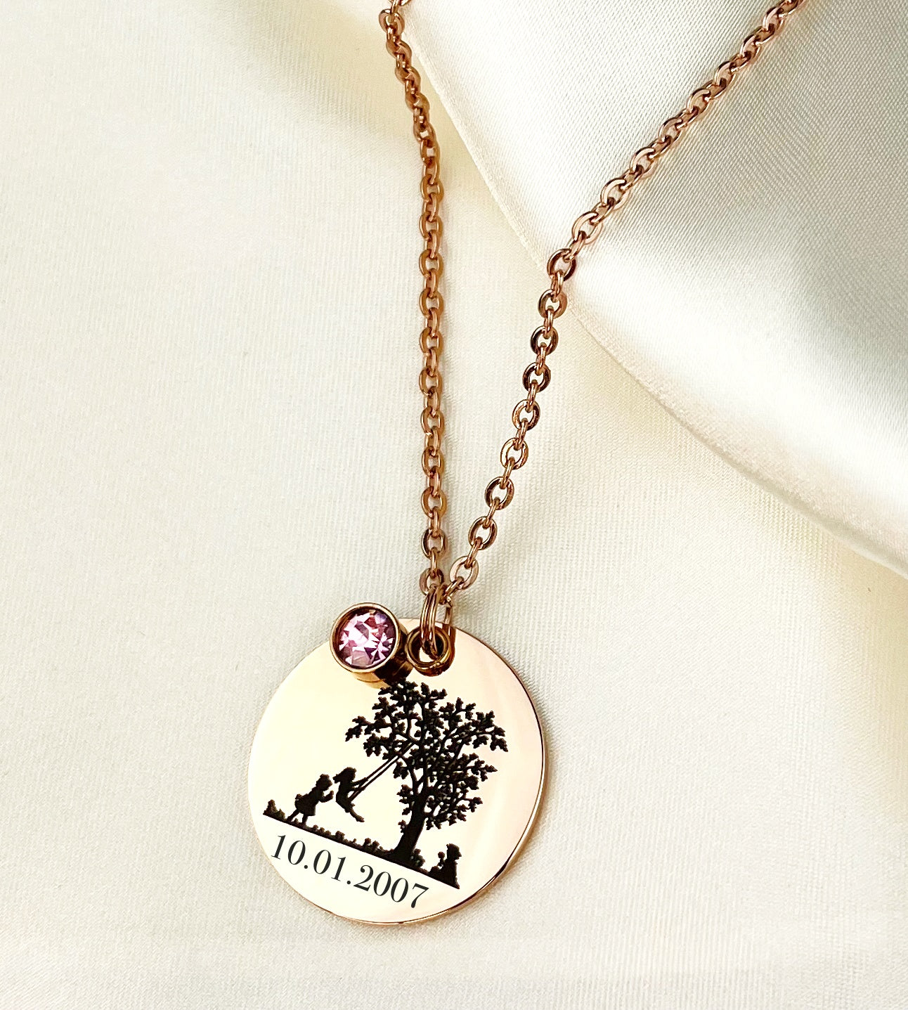 Personalizable Vintage SILHOUETTE Necklace with engraving (rose…