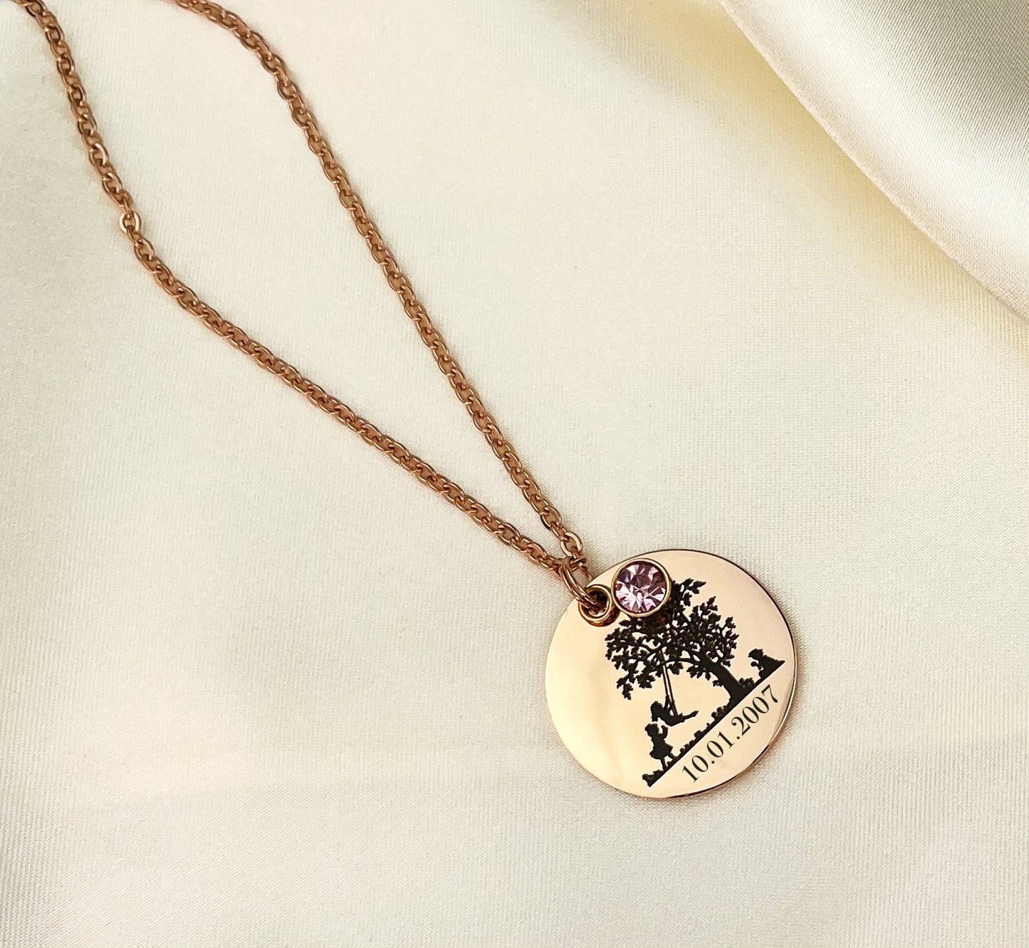 Personalizable Vintage SILHOUETTE Necklace with engraving (rose…