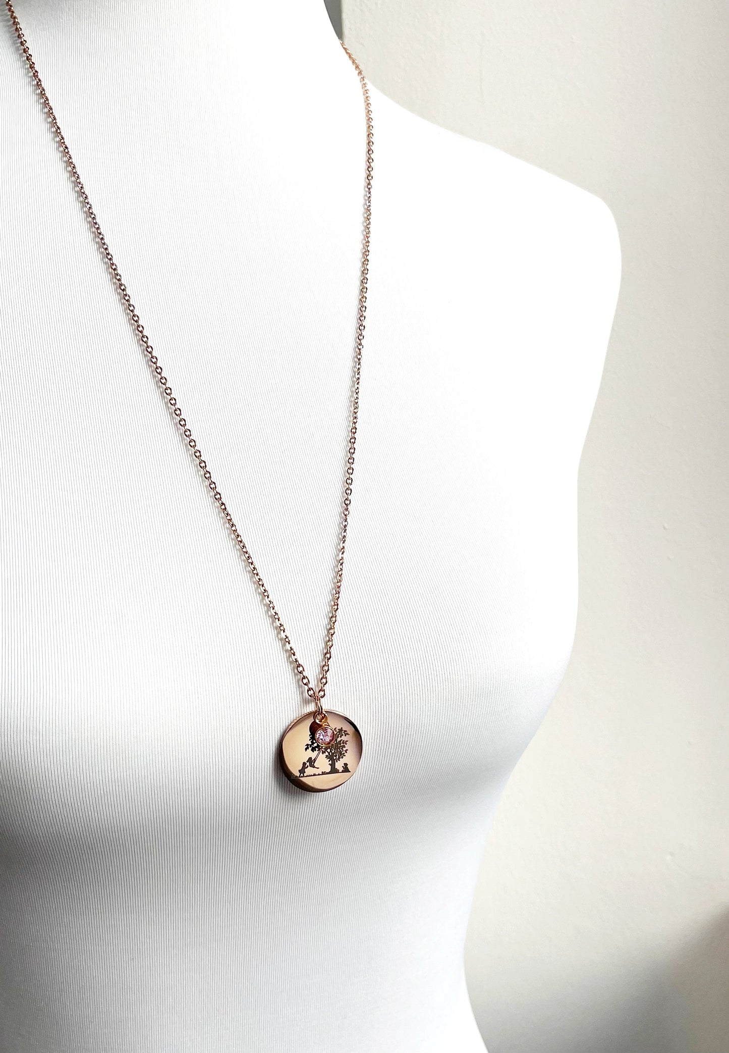 Personalizable Vintage SILHOUETTE Necklace with engraving (rose…
