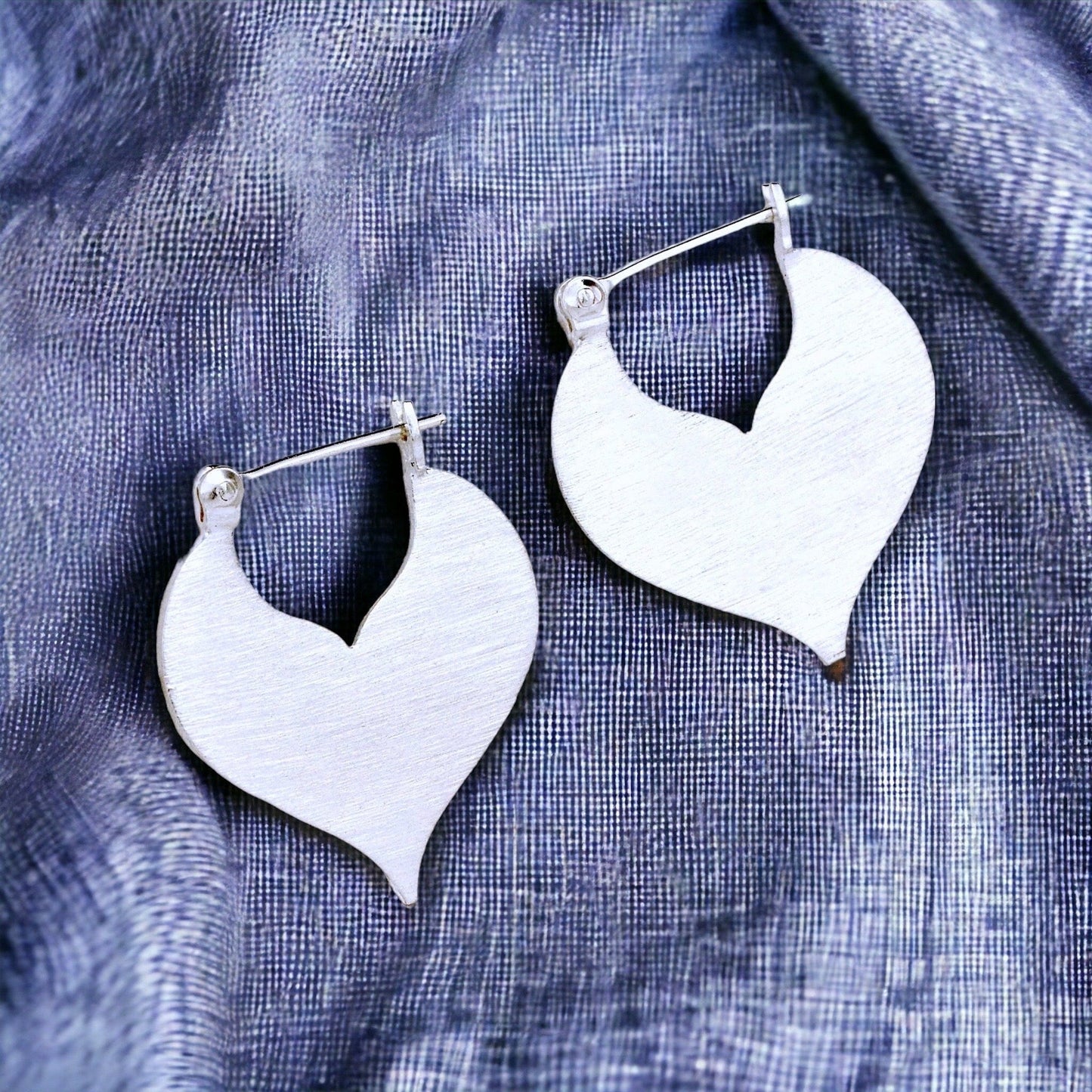 Minimalist Drop Earrings - 925 Sterling Silver Brushed Sultan 1001…