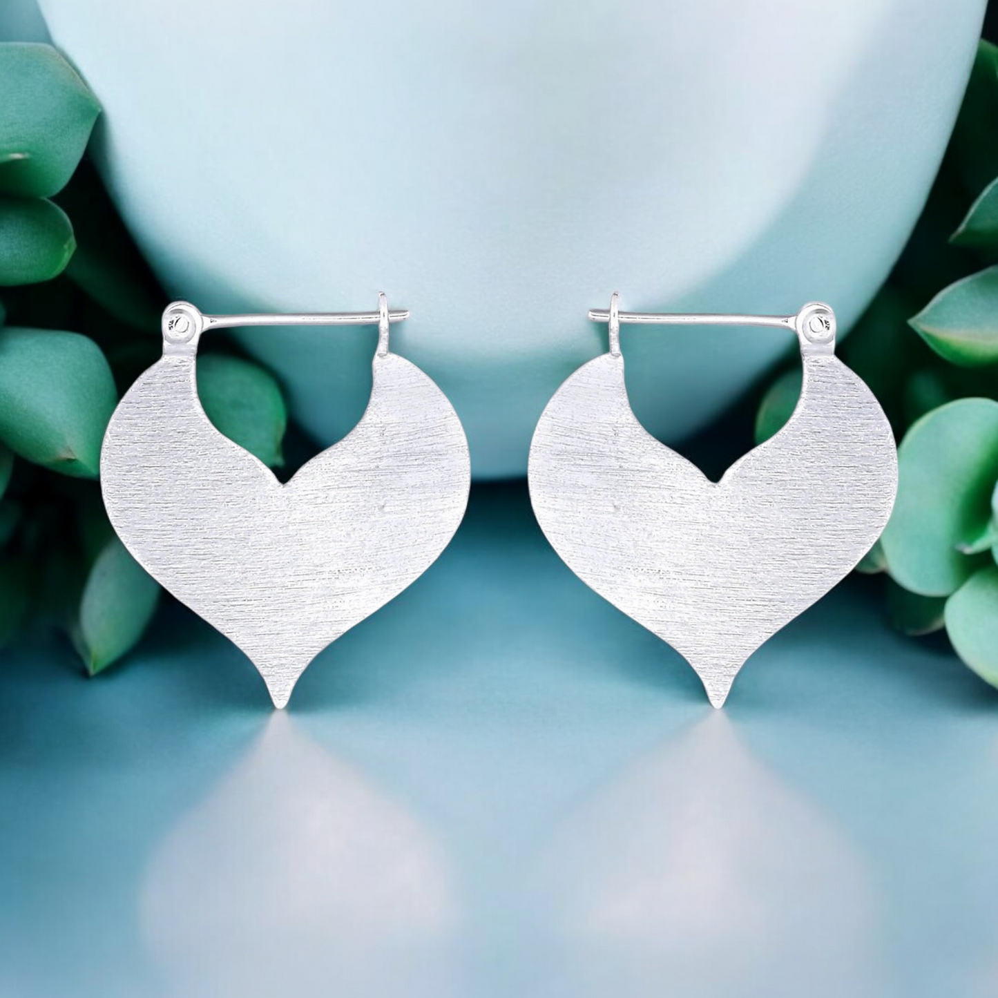 Minimalist Drop Earrings - 925 Sterling Silver Brushed Sultan 1001…
