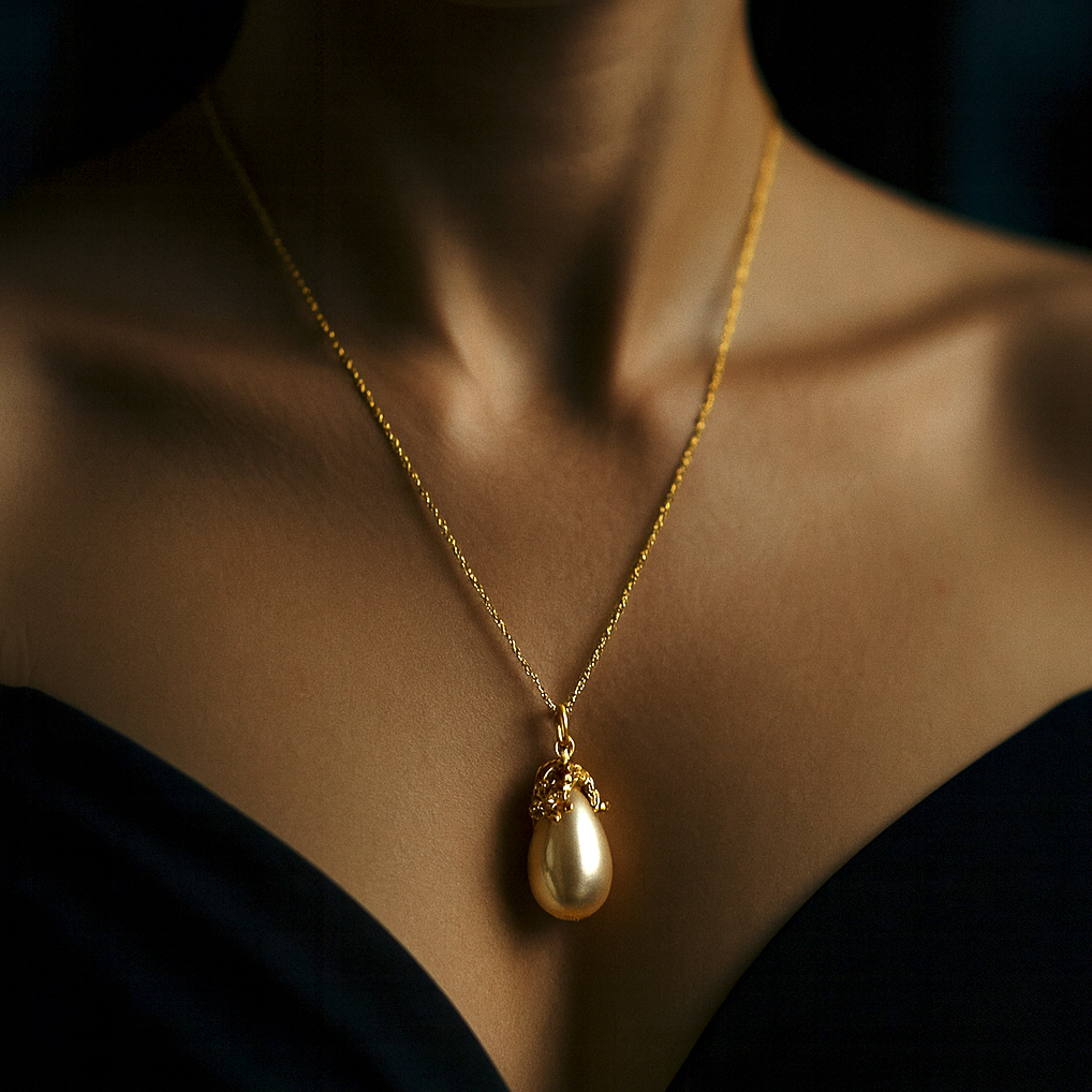 Vintage Teardrop Pearl Necklace 18k Gold Plated | 925 Sterling…