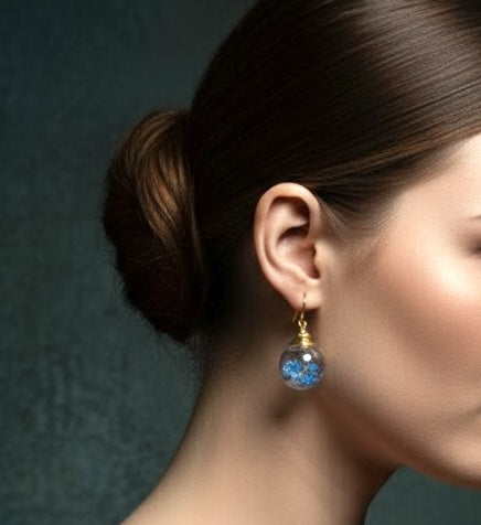 Handmade Forget-Me-Not Ball Earrings from Berlin – 925 Sterling Gold…