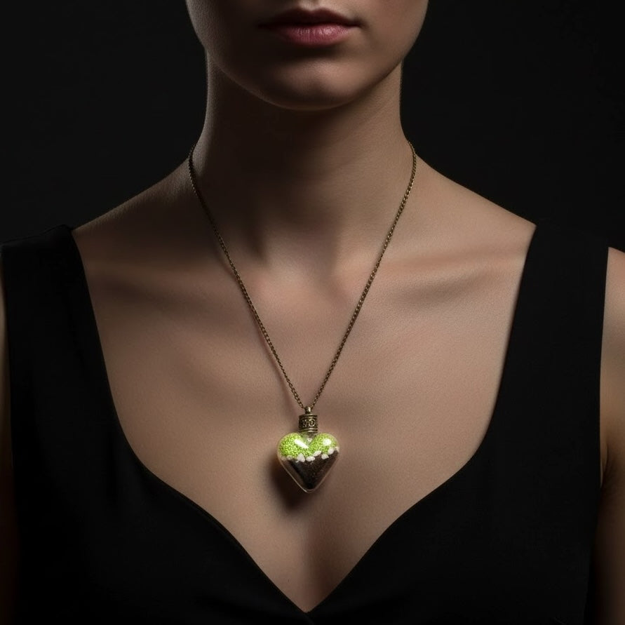 Vintage Terrarium Necklace with Moss, Pebbles, and Soil - Unique…