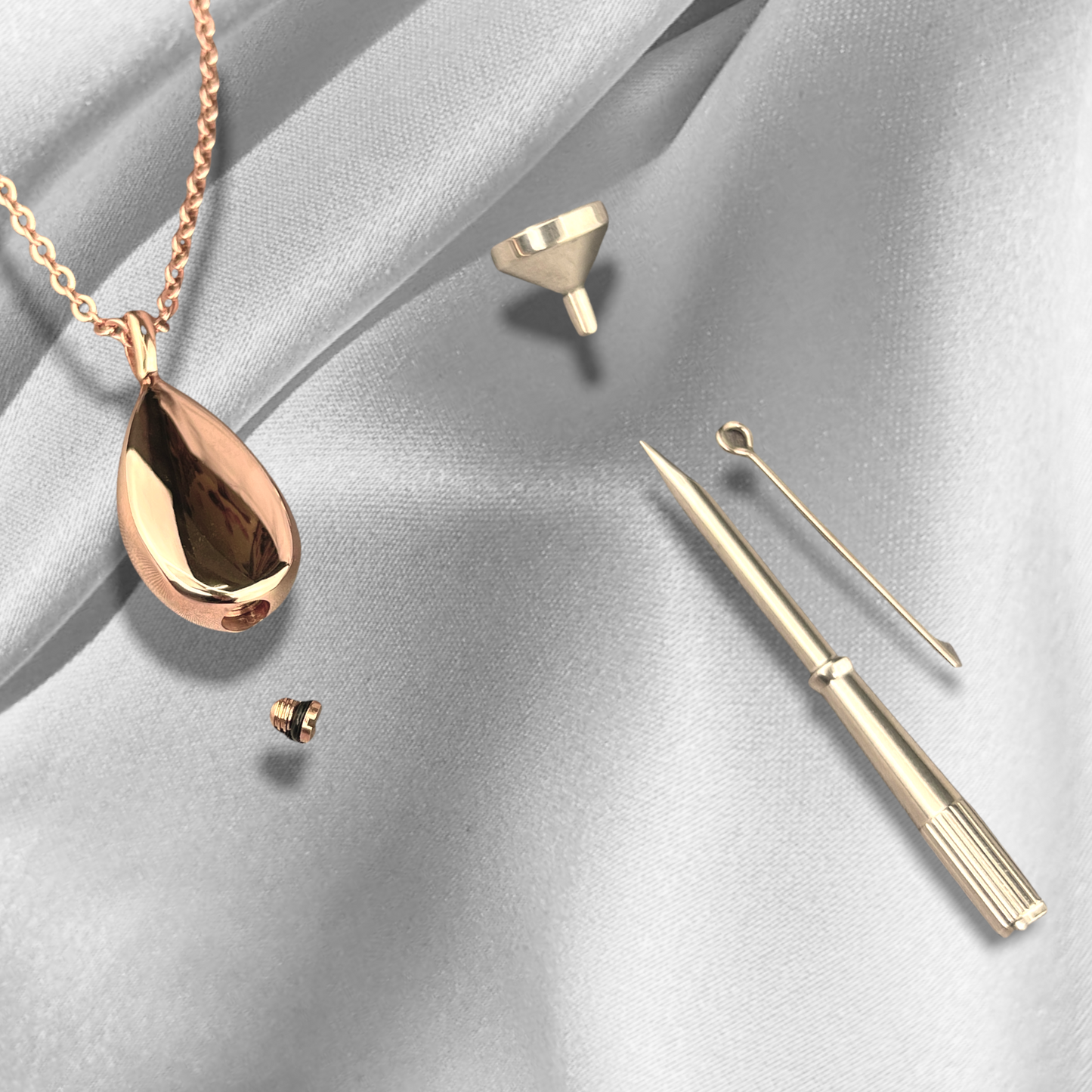 Urn ash bottle trailer Fire burial rosegold stainless steel chain…