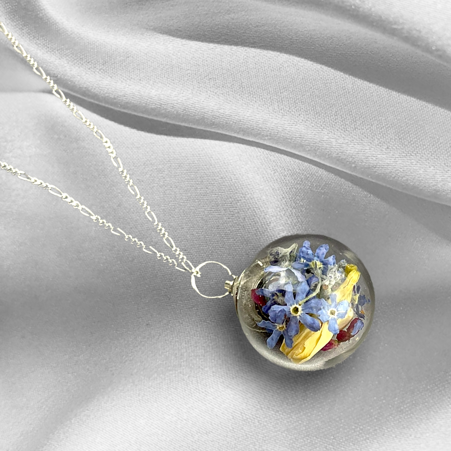Wildflowers Necklace - Colorful Flowers Forget-Meinnicht Jasmine 925…