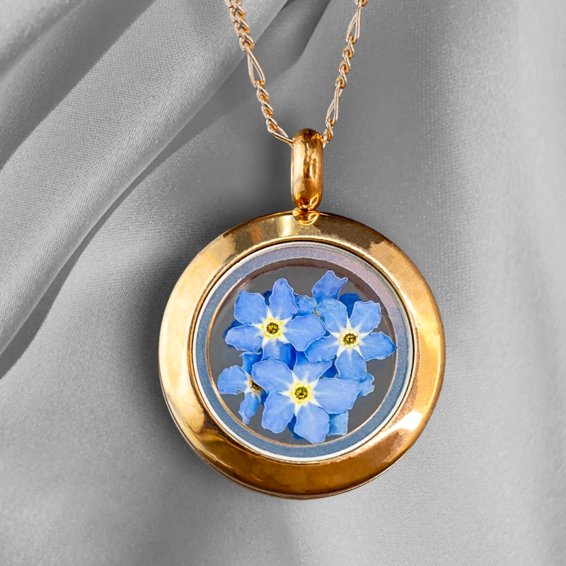 Rosegold gold plated medallion forget-me-not - 925 sterling gold…