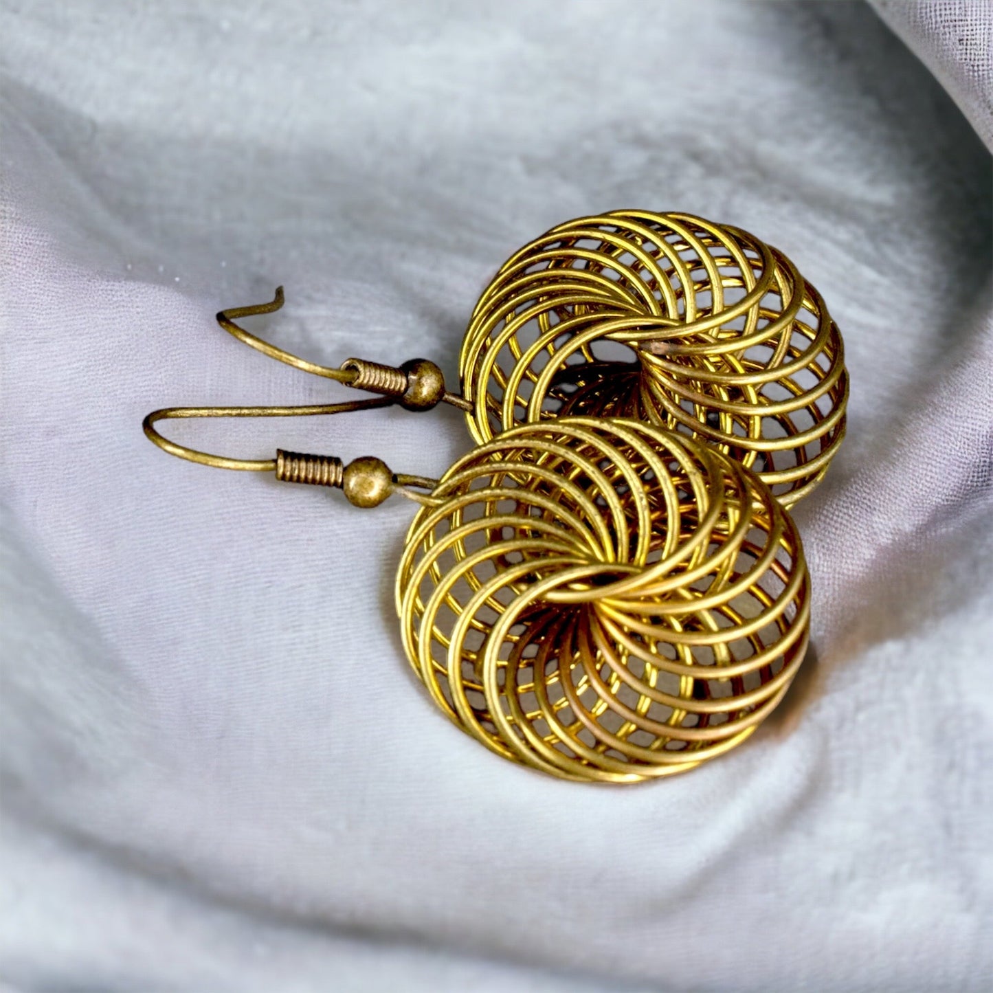 Bird's nest — bronze earrings in vintage style — 83