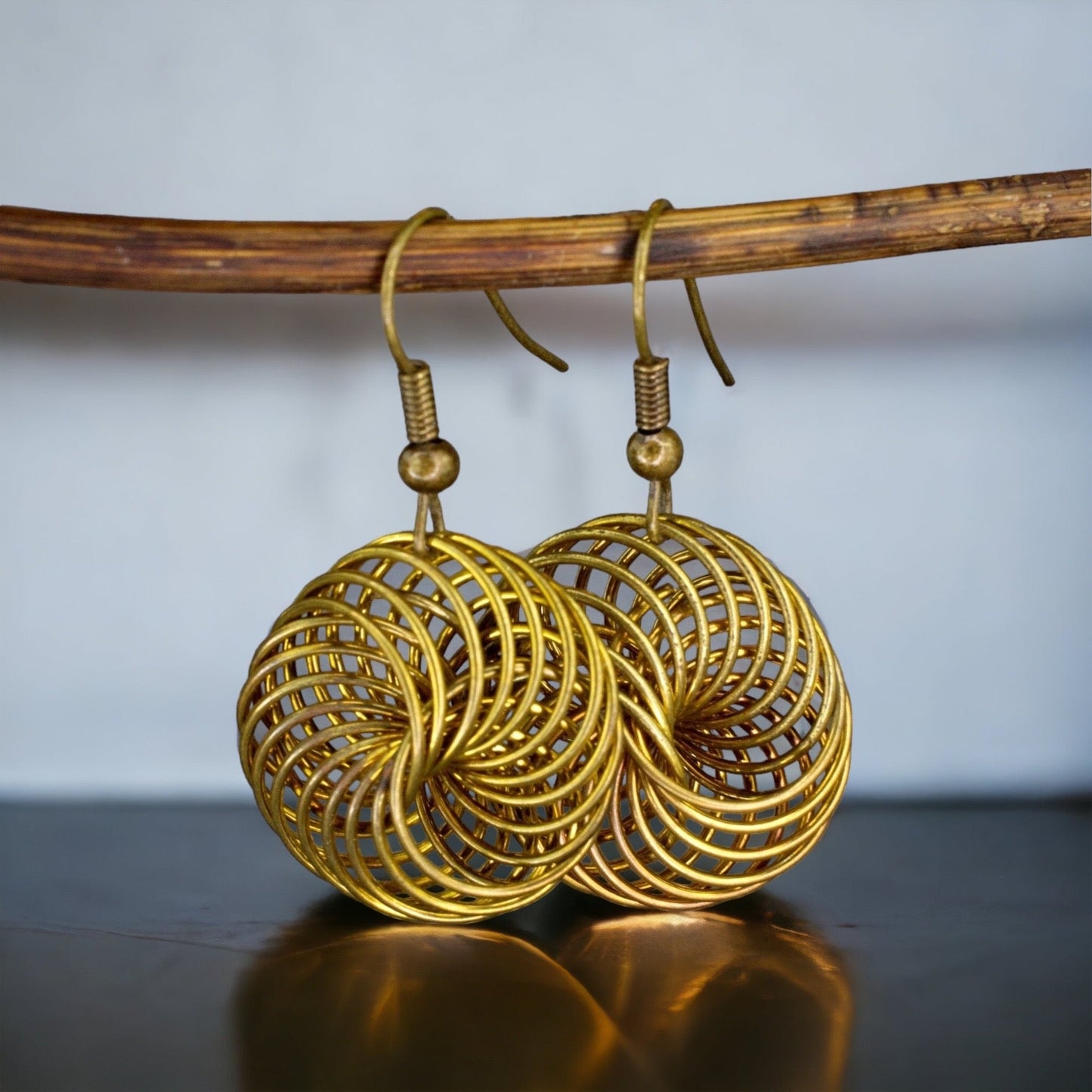 Bird's nest — bronze earrings in vintage style — 83