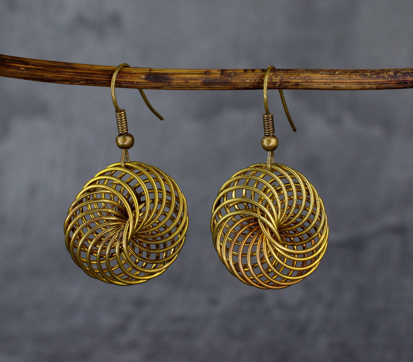 Bird's nest — bronze earrings in vintage style — 83