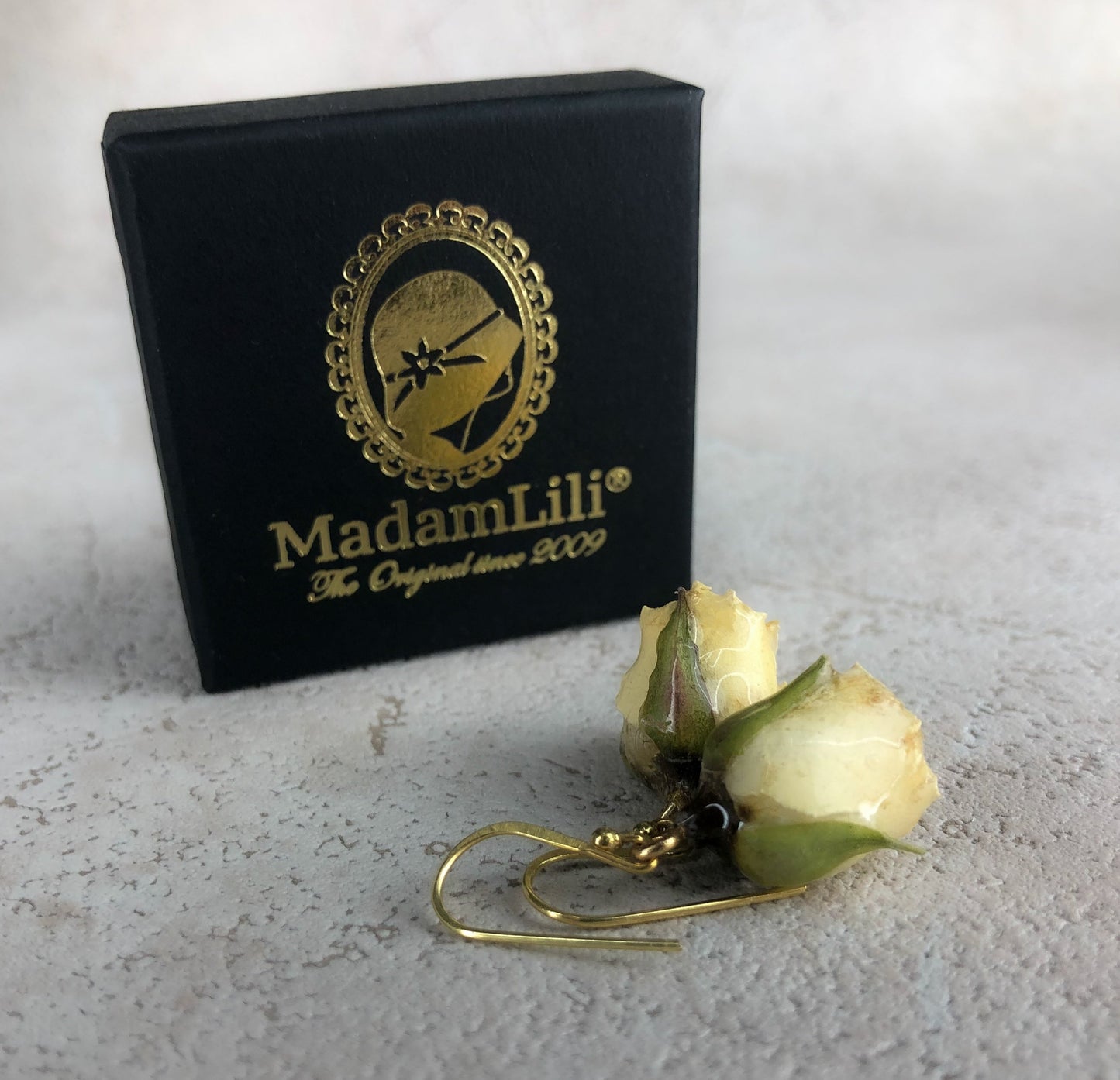 925 sterling gold-plated earrings with real roses