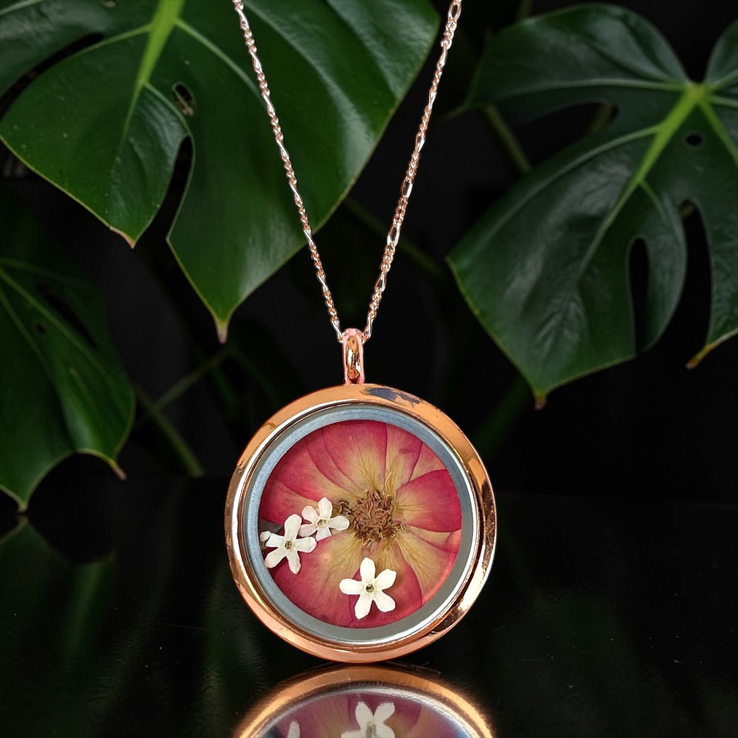 Rosalia — 925 Sterling Silver Rose Gold Necklace with Wild Rose &…