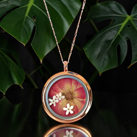 Rosalia — 925 Sterling Silver Rose Gold Necklace with Wild Rose &…