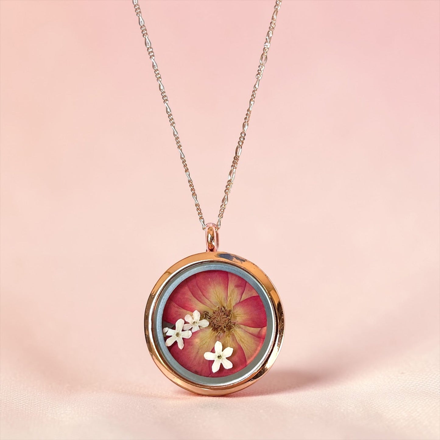 Rosalia — 925 Sterling Silver Rose Gold Necklace with Wild Rose &…