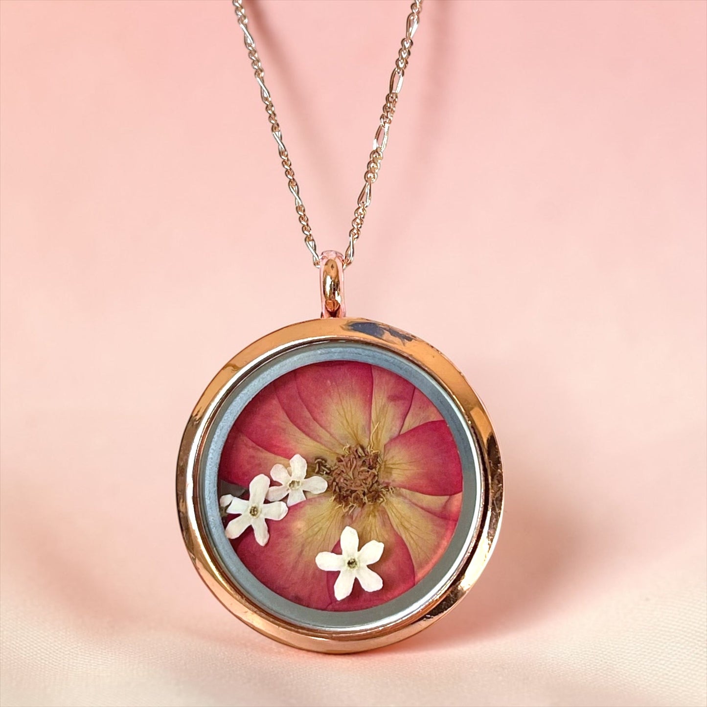 Rosalia — 925 Sterling Silver Rose Gold Necklace with Wild Rose &…